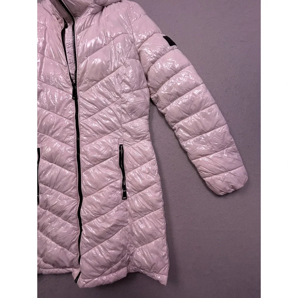 Calvin Klein Puffer Coat High Shine Nylon White Size XS Womens